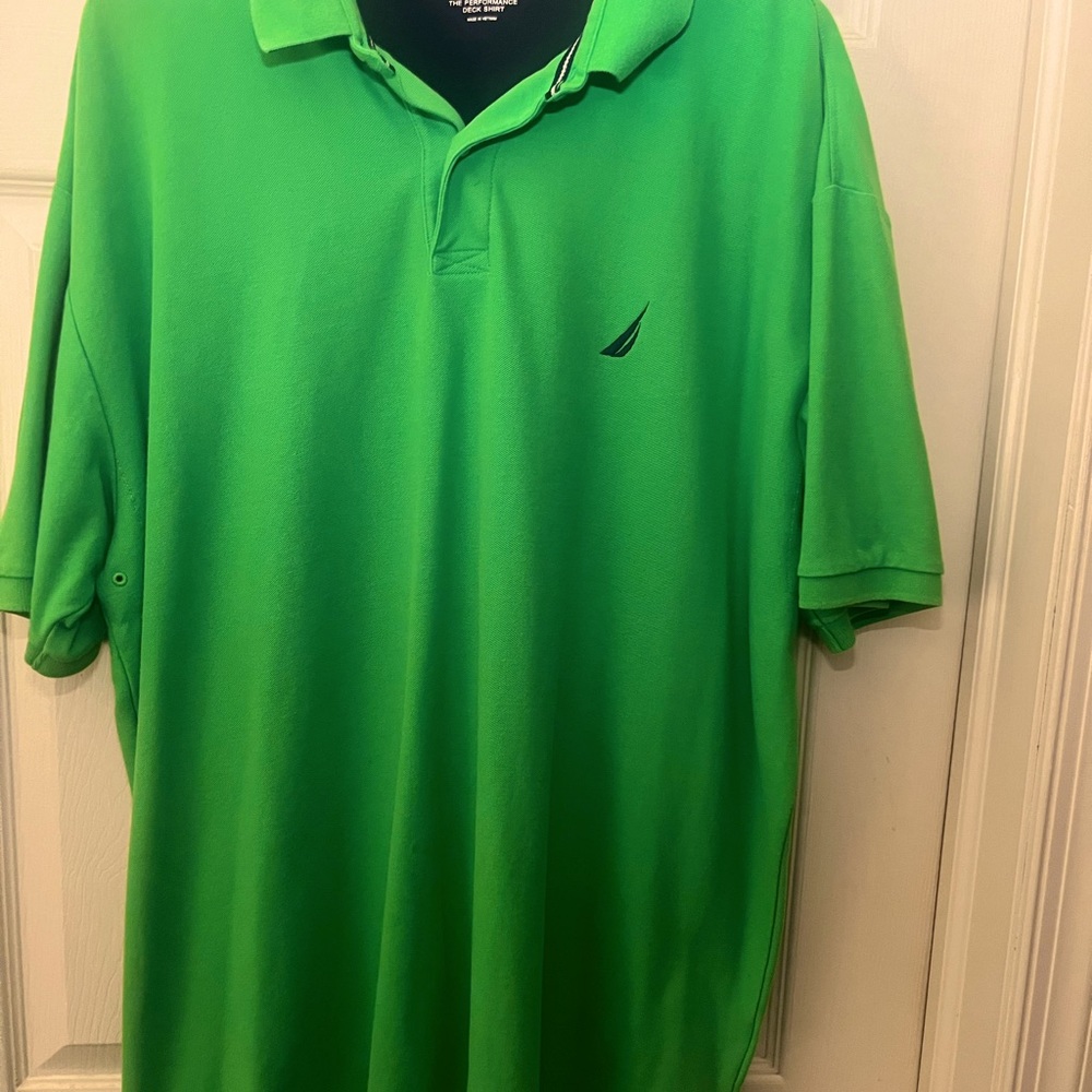 Mens green XXL Nautica polo shirt with navy blue logo